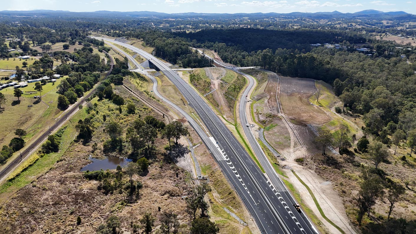 Aerial image of Gympie Bypass New Gympie interchange looking north