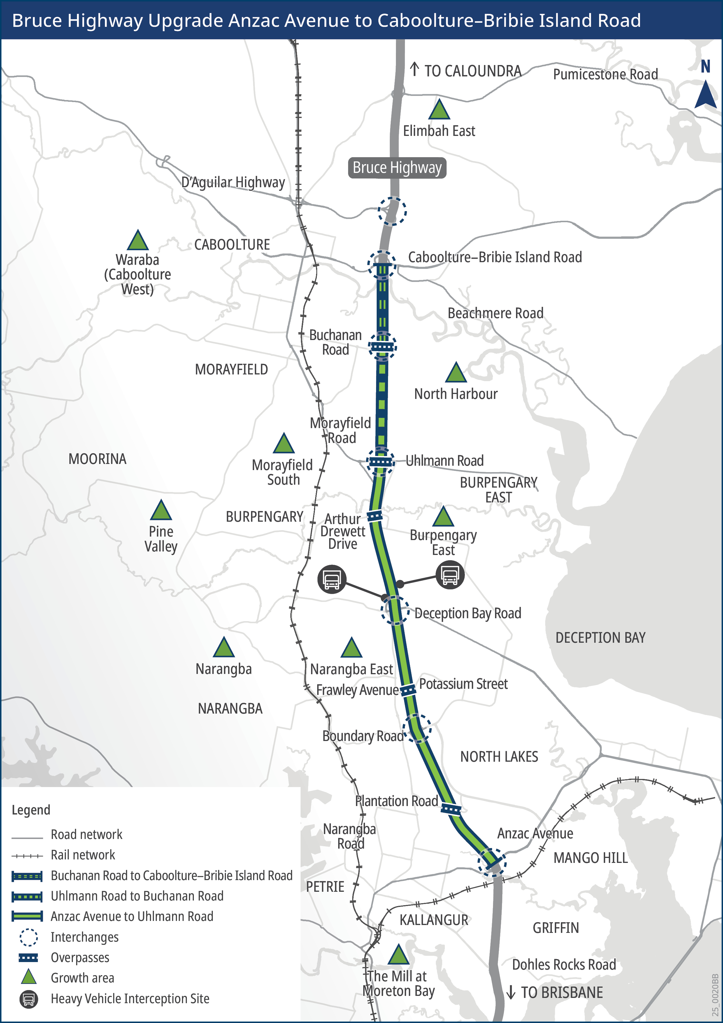 Bruce Highway Upgrade Anzac Avenue to Caboolture Bribie Island Road project map
