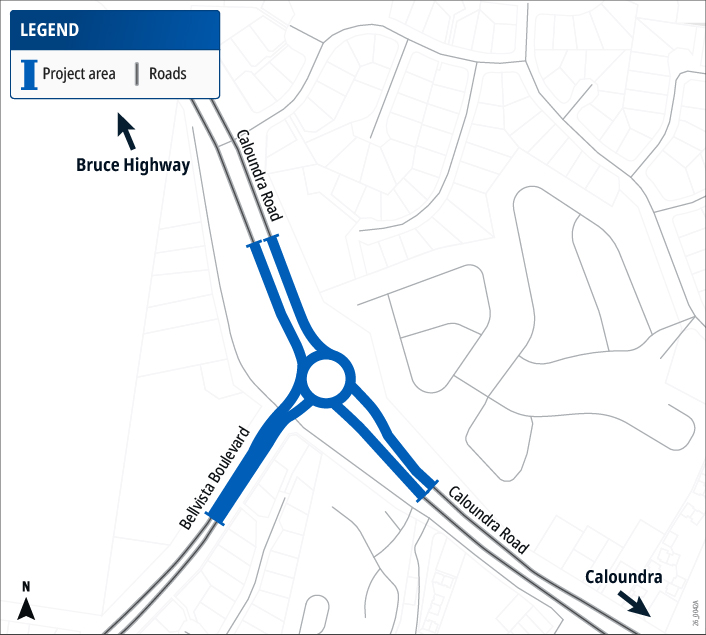 Caloundra Road and Bellvista Boulevard intersection, planning project map
