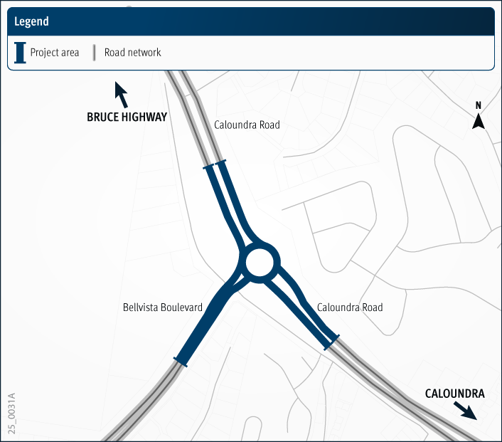 Caloundra Road and Bellvista Boulevard intersection, planning project map
