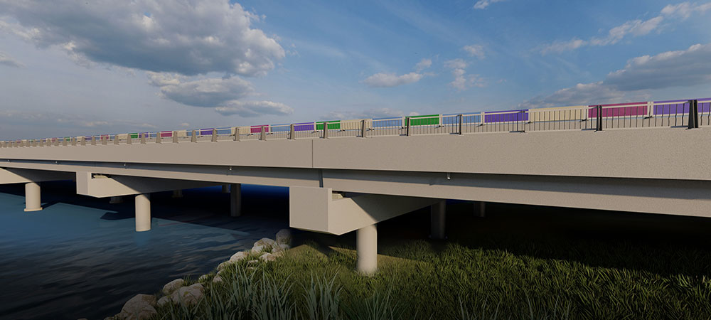 Artist’s impression of bridge over water.