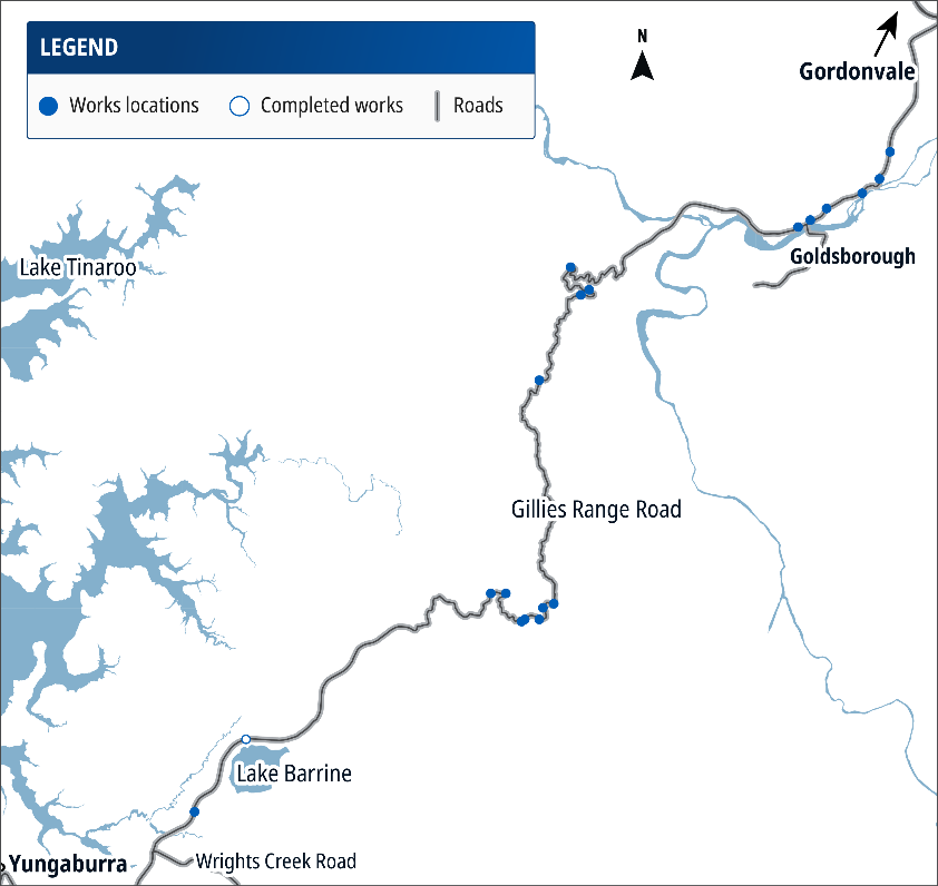 Project map of Gillies Range Road cyclone reconstruction works