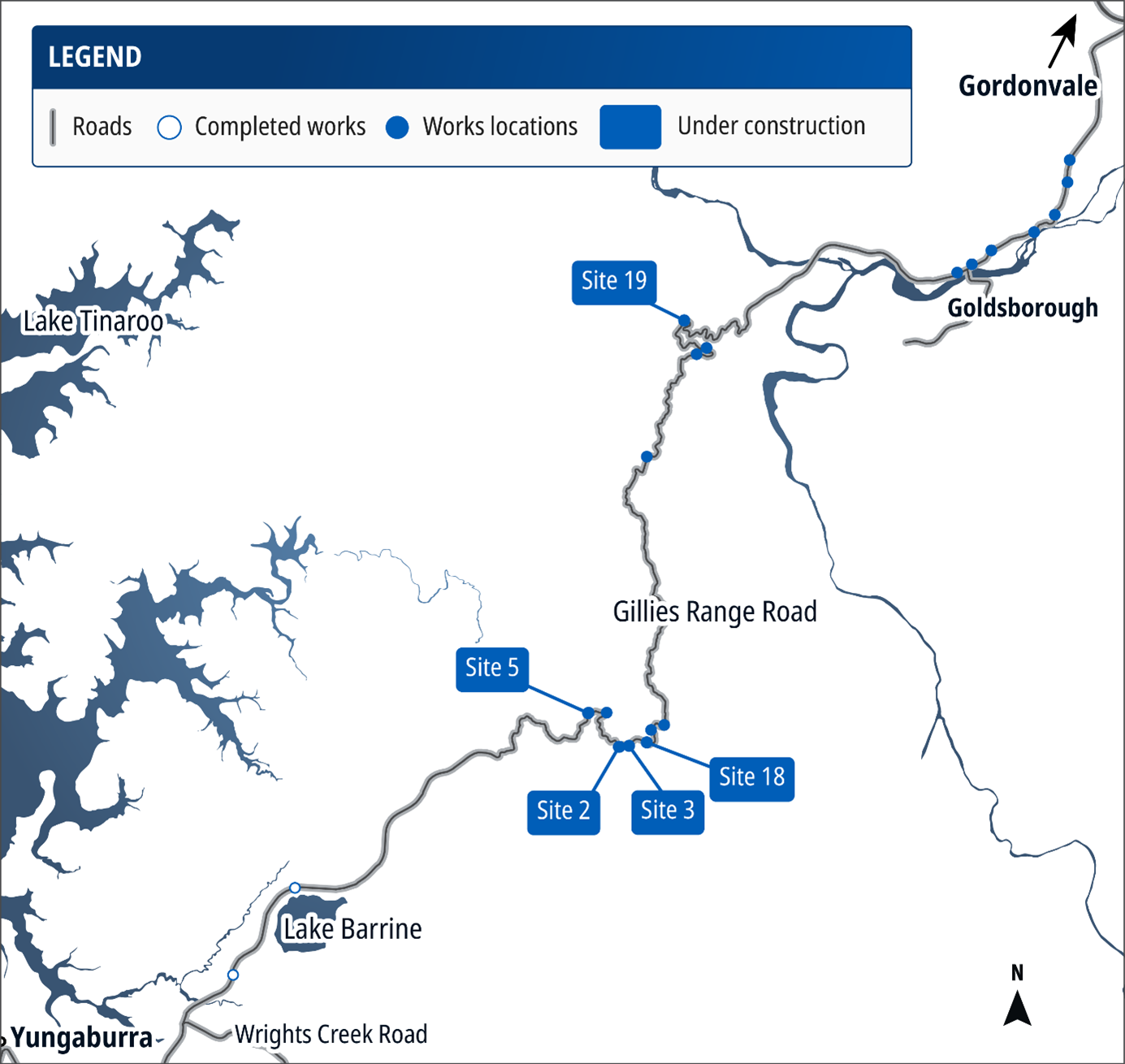 Project map of Gillies Range Road cyclone reconstruction works