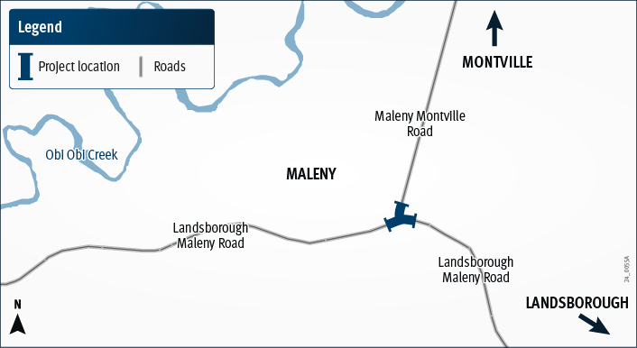 Landsborough Maleny Road and Maleny Montville Road intersection improve safety project map
