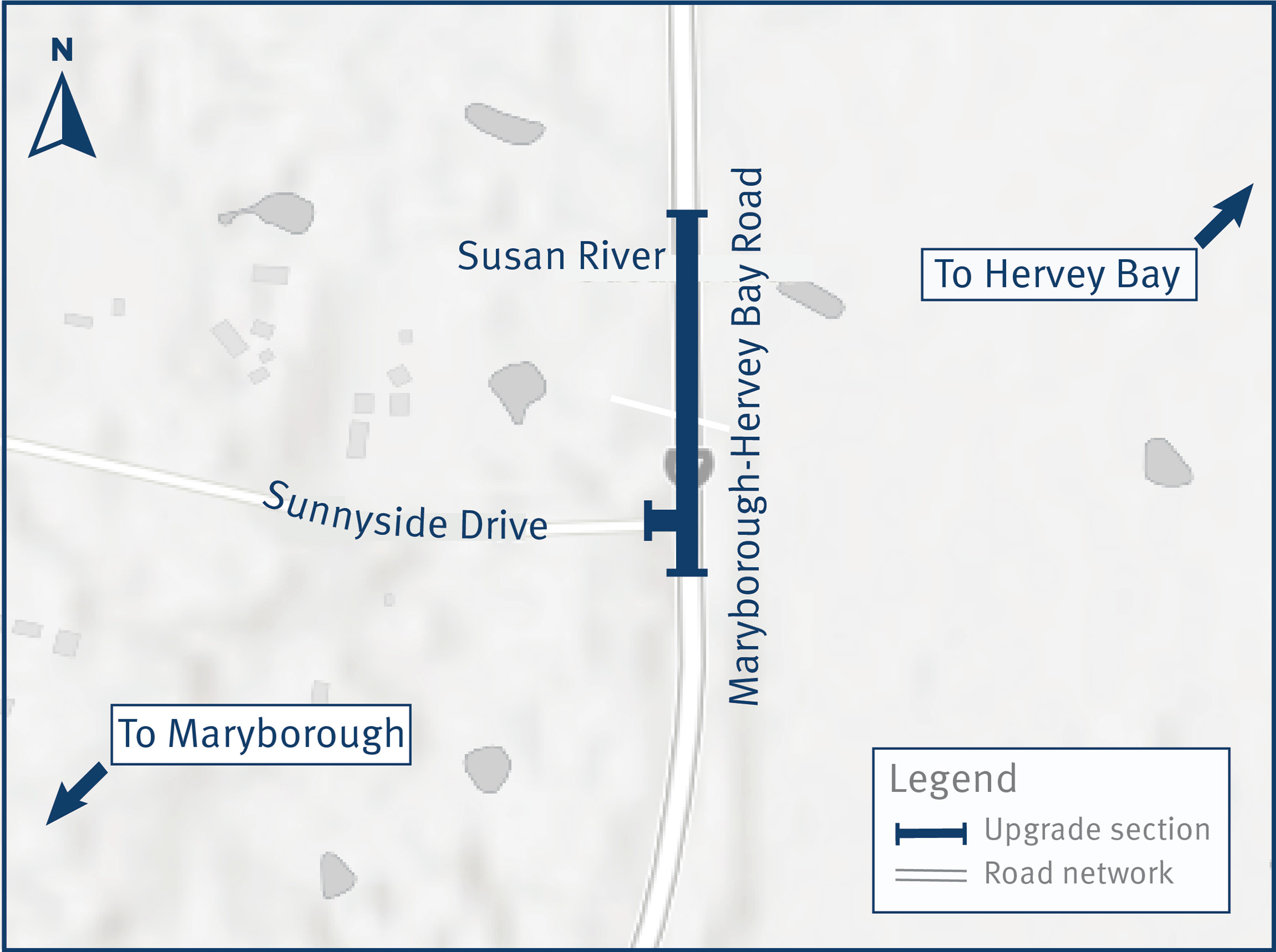 Project map Maryborough–Hervey Bay Road intersection upgrades and safety works Sunnyside Drive