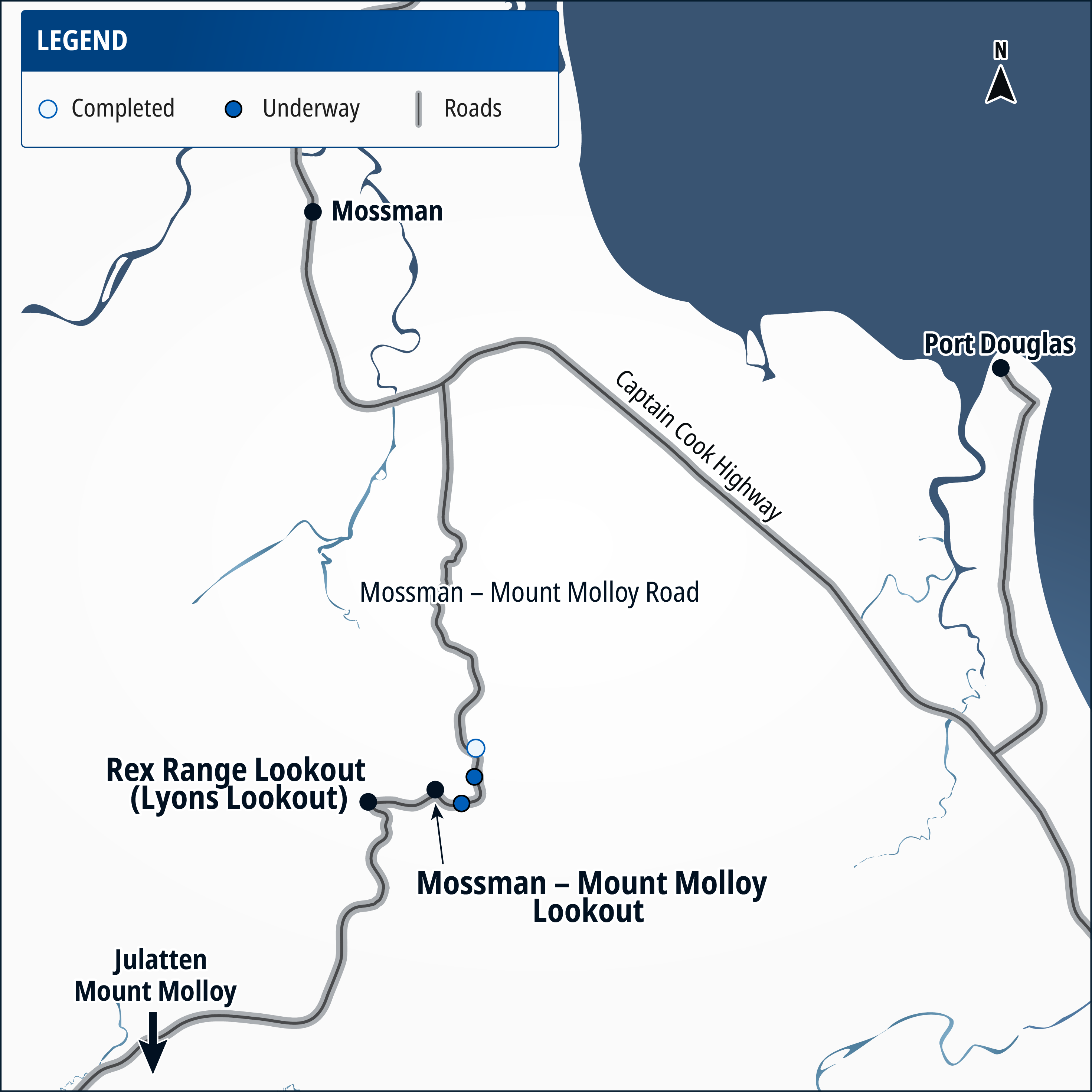 Mossman Mount Molloy Road reconstruction works project map