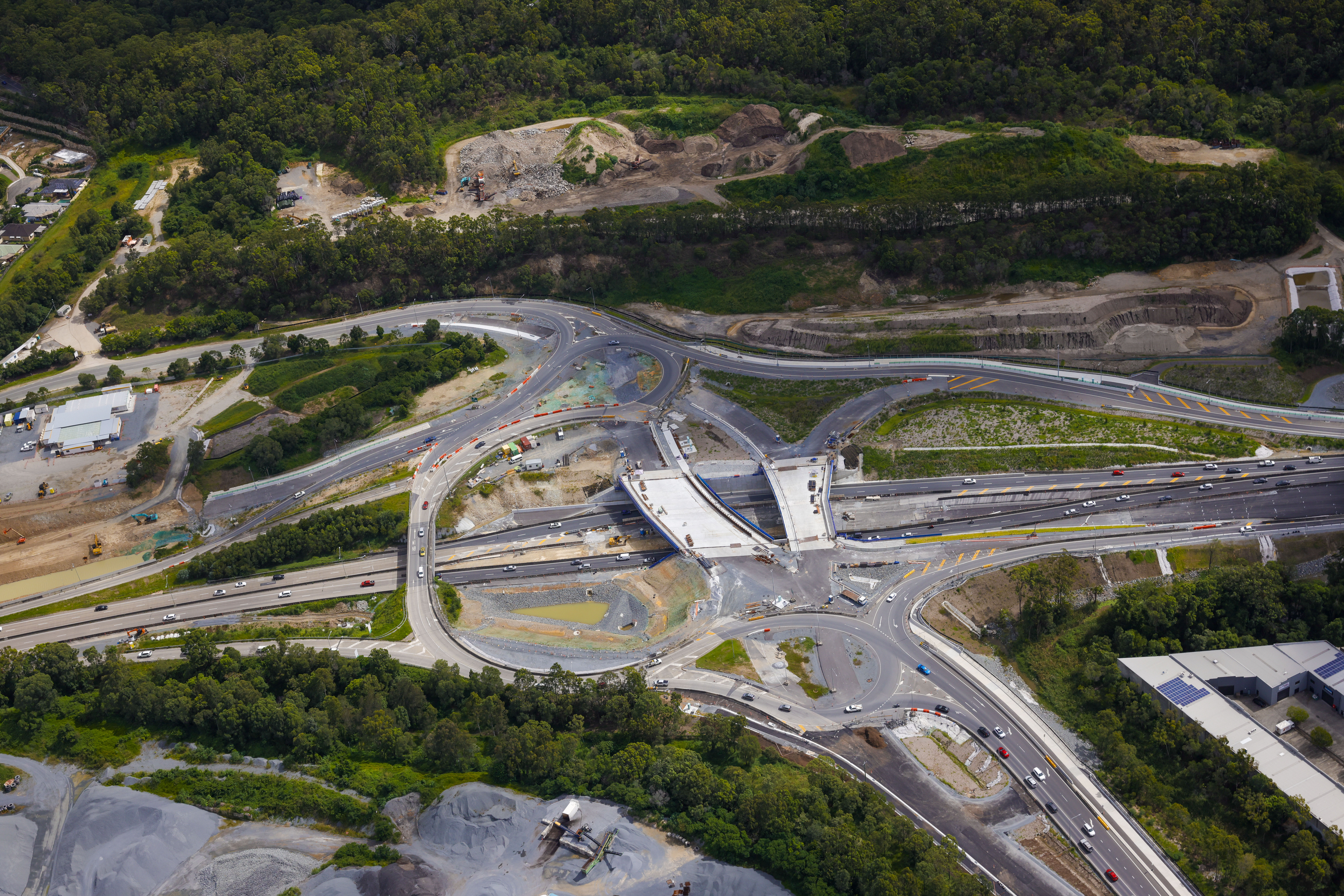 Image caption: Construction work in progress to upgrade the Burleigh Interchange to a Diverging Diamond Interchange at Exit 87.