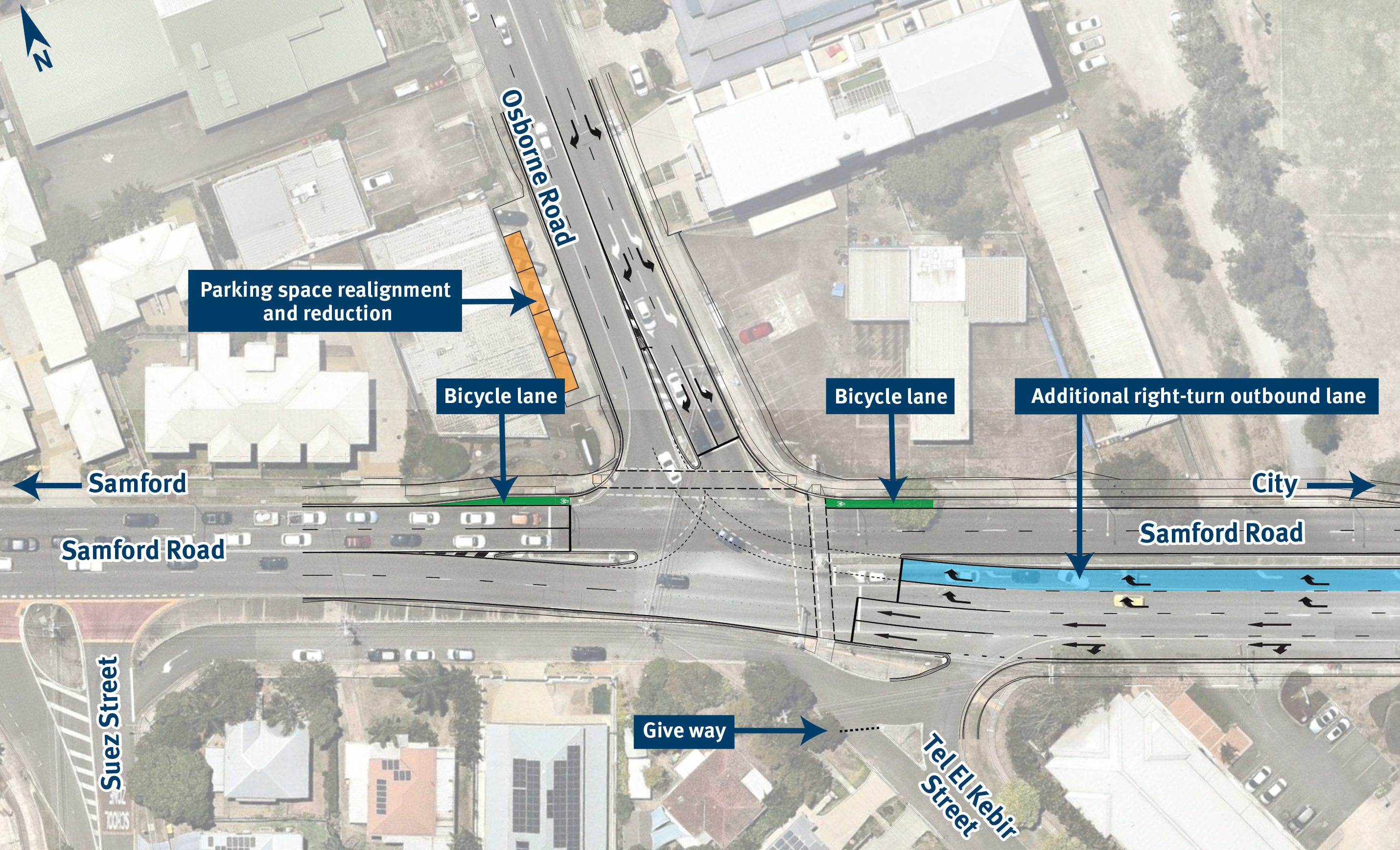 Map showing proposed changes at Osborne Road