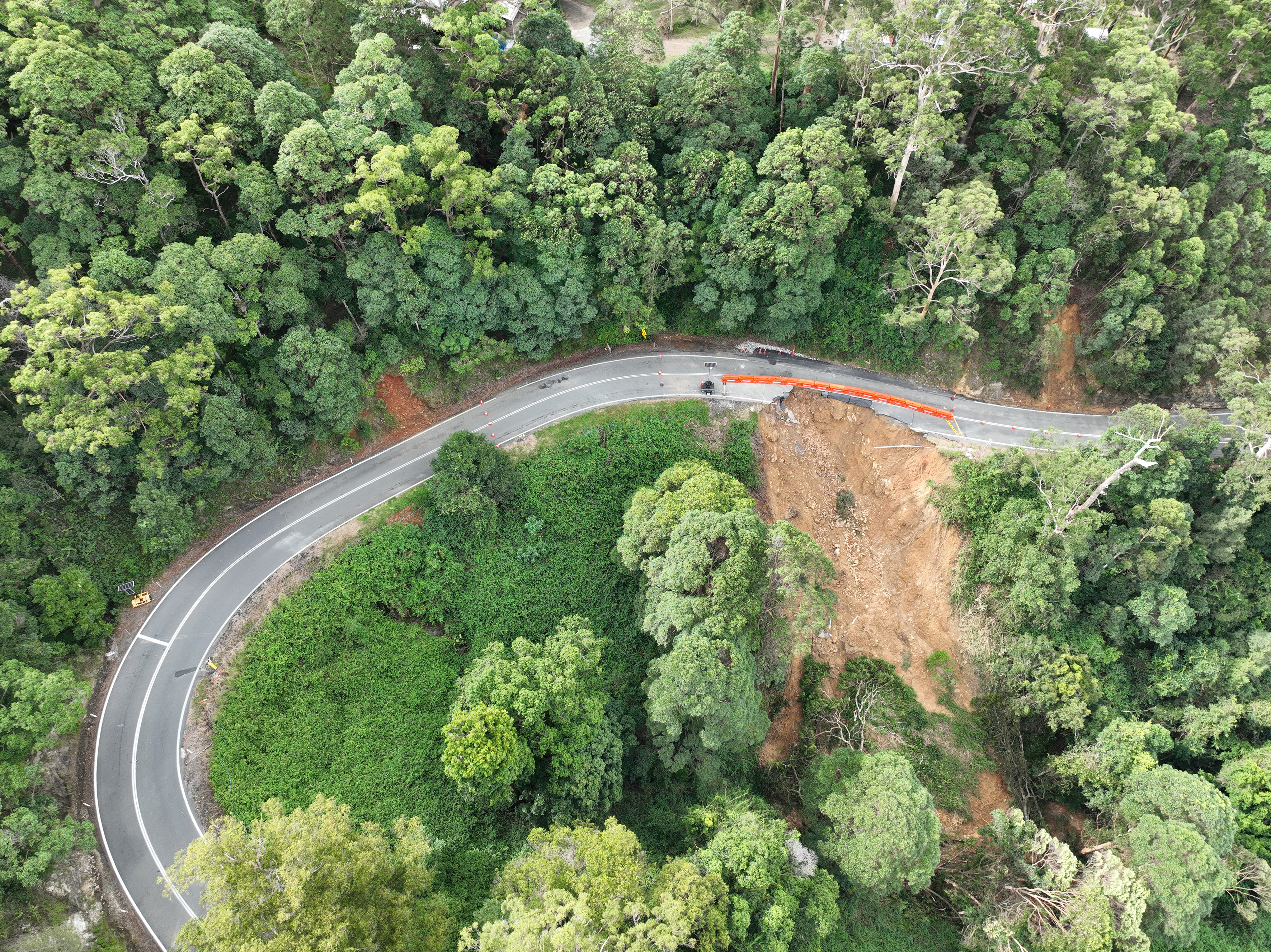 Aerial view of landshlip on Beechmont Road