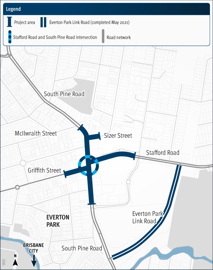 Stafford Road and South Pine Road intersection (Everton Park), upgrade location map