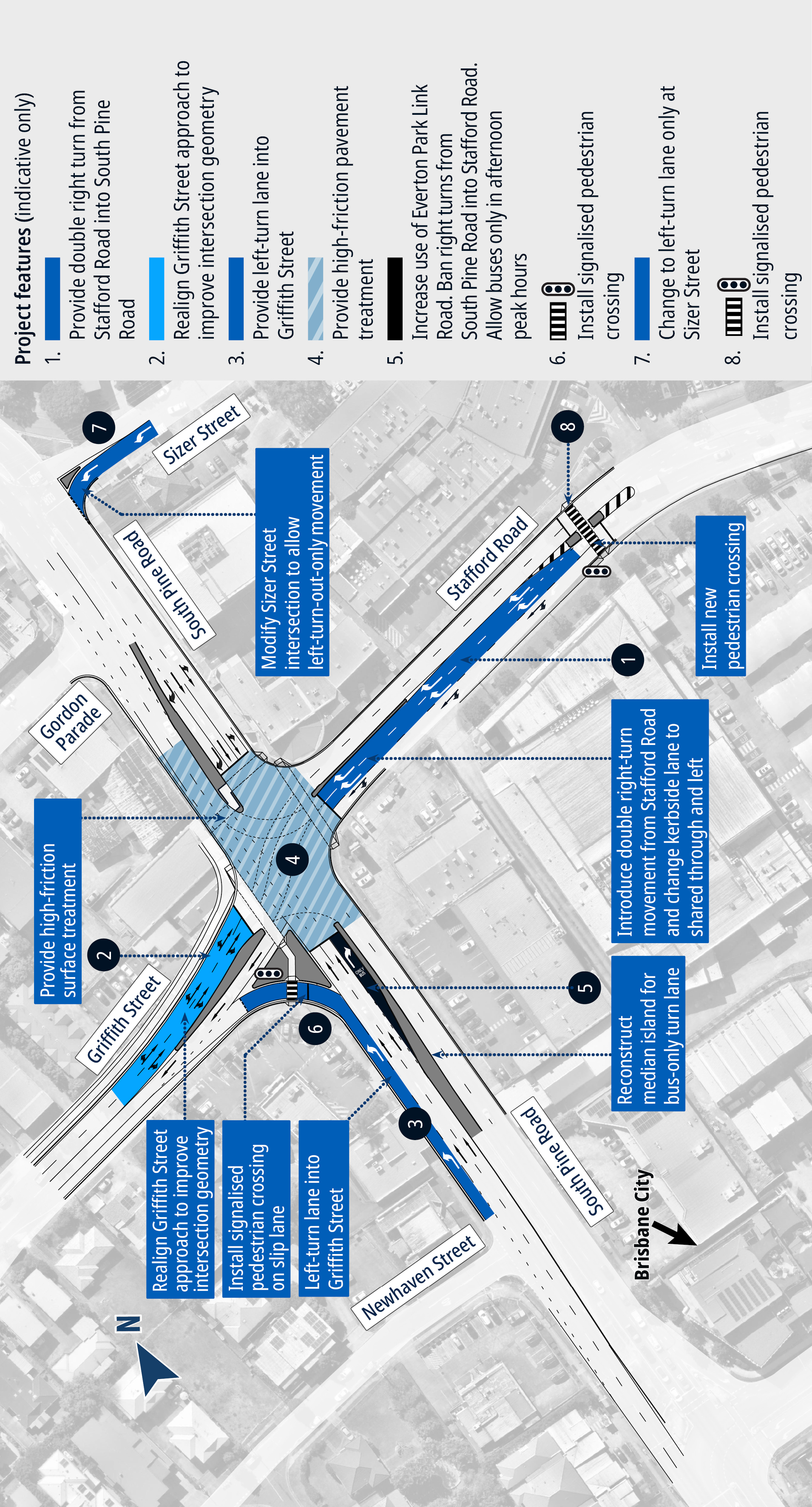 The preferred design option of the Stafford road and South Pine road project.