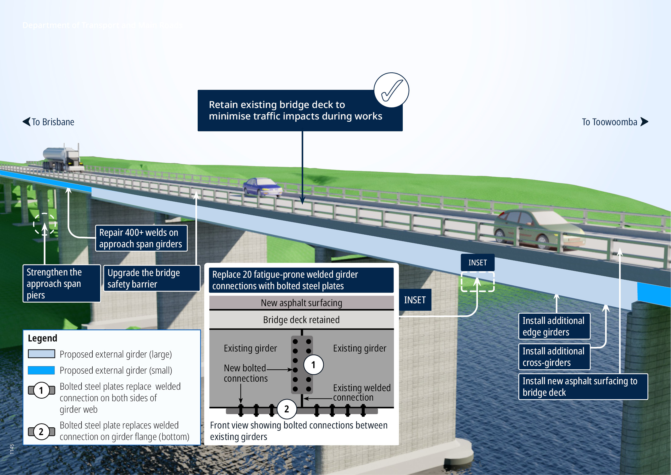 A bridge with cars driving on it