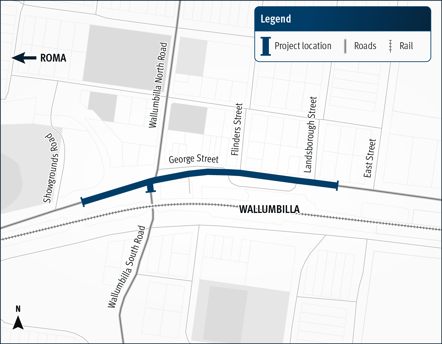Map of the Warrego Highway (Miles – Roma) and Wallumbilla South Road intersection that illustrates the approximate location of the construction site.