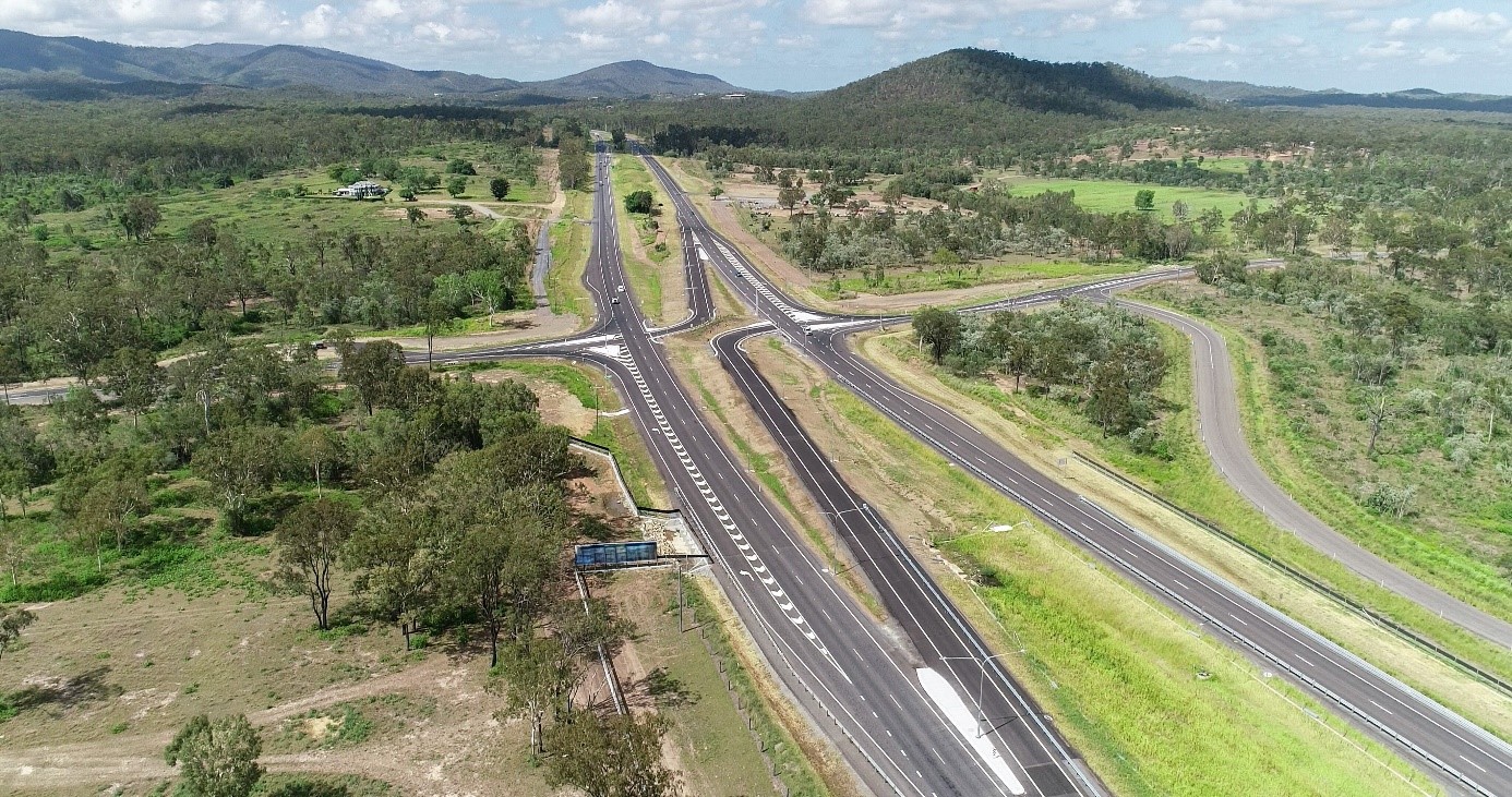 Yeppoon Road Upgrade project complete, showing Rockhampton–Yeppoon Road duplication and Artillery Road, Dairy Inn Road and Old Byfield Road