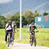 Bicycle riders on path