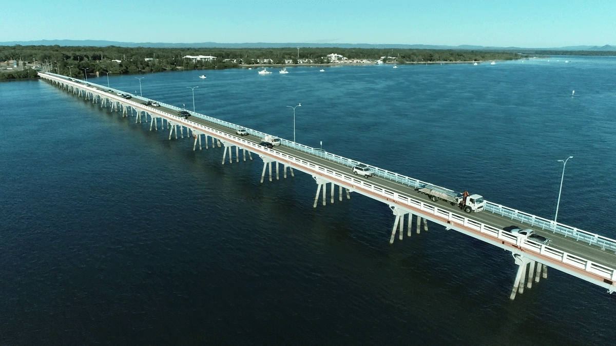 Overhead of Bribie Island Bridge